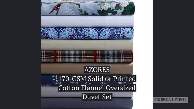 Solid Cotton Flannel Oversized Duvet Cover Set - Azores Home, 2 of 5, play video