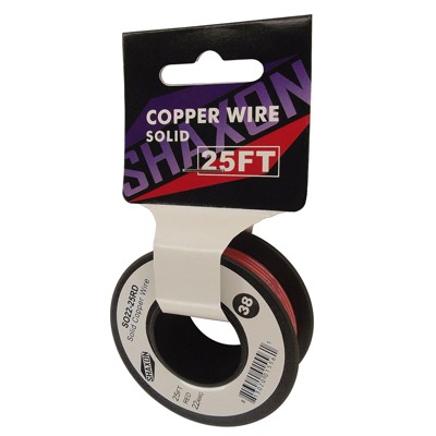 Shaxon 25' Solid Copper 22 AWG Wire On Spool Red SO22-25RD