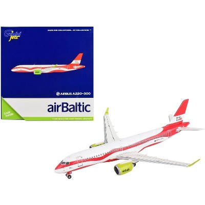 Airbus A220-300 Commercial Aircraft "Air Baltic" White and Red 1/400 Diecast Model Airplane by GeminiJets