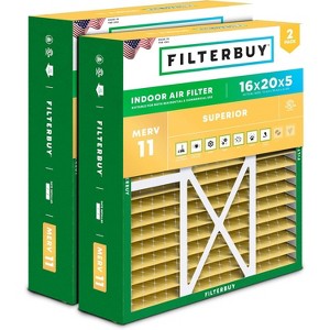 Filterbuy 16x20x5 Air Filter (2-Pack), Pleated MERV 11 Allergen Defense HVAC AC Furnace Air Filters for Honeywell FC100A1003, Lennox X0592, & More - 1 of 4
