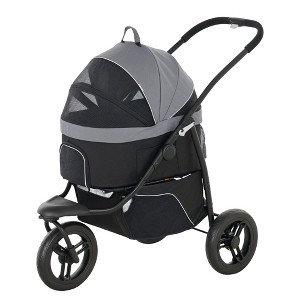 Skyzone 3-in-1 Pet Stroller for Small Dogs/Cats: Foldable Jogger, Car Seat & Carrier with 12" - 1 of 4