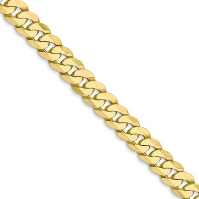 Black Bow Jewelry Men's 6.1mm 10k Yellow Gold Flat Beveled Curb Chain Necklace