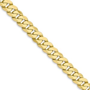 Black Bow Jewelry Men's 6.1mm 10k Yellow Gold Flat Beveled Curb Chain Necklace - 1 of 4