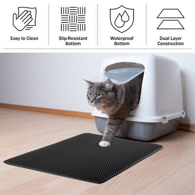 Black Dual-Layer Honeycomb Design Waterproof Cat Litter Mat