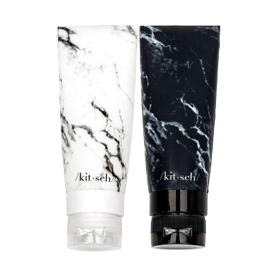 Kitsch Refillable Silicone Bottle 2pc Set - Black & White Marble