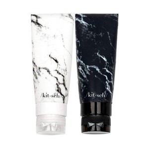 Kitsch Refillable Silicone Bottle 2pc Set - Black & White Marble - 1 of 3