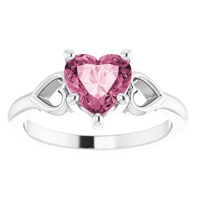 Pompeii3 7mm Pink Topaz Women's Heart Ring in 14k Gold 5.5mm Tall