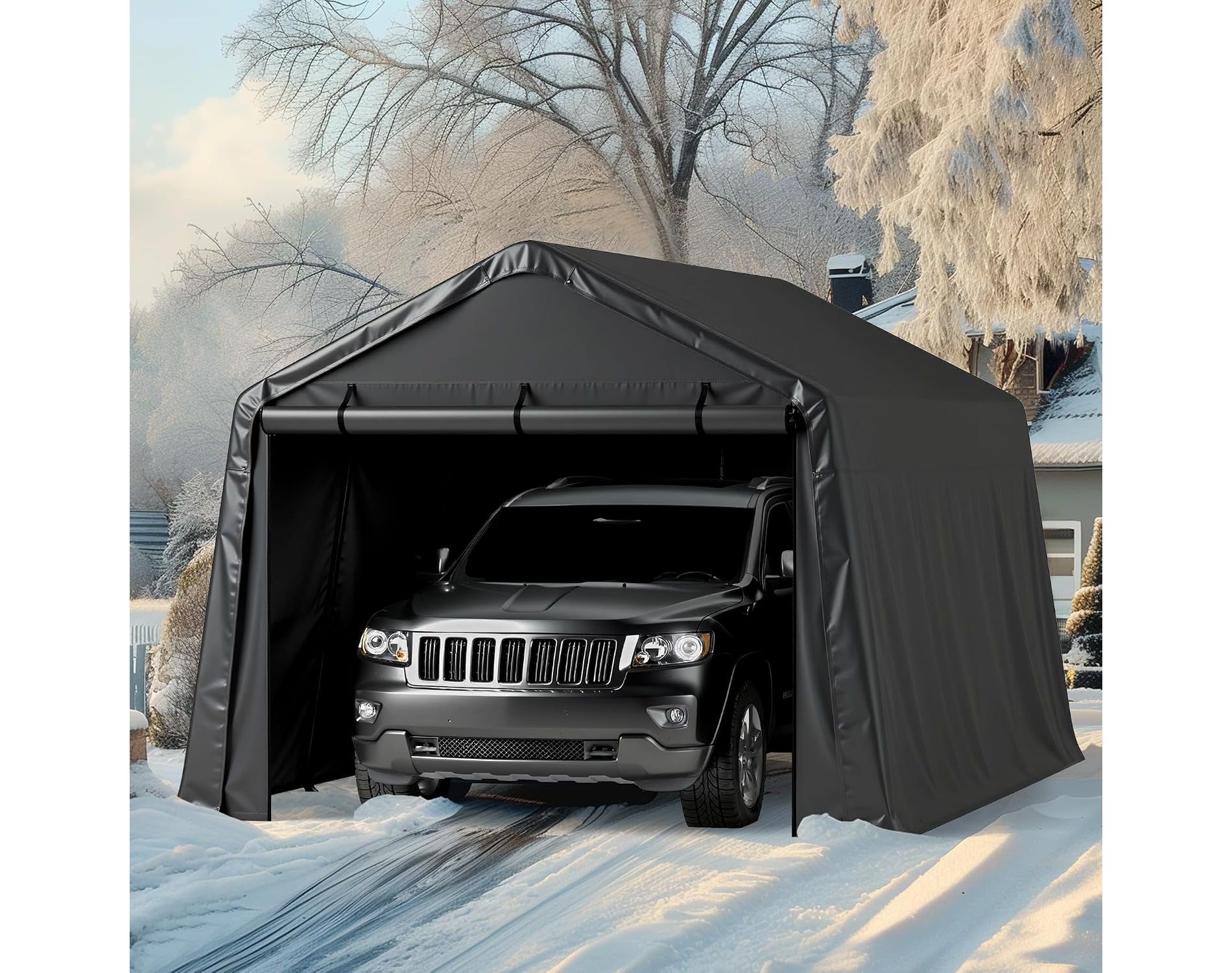 Real Relax 10×20FT Heavy‑Duty Carport, 240g PE Tarp, 1.2mm Galvanized Steel Frame for Truck & Boat
