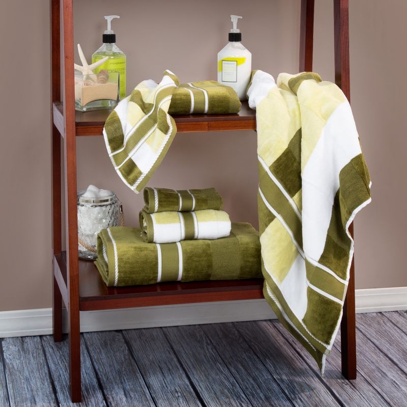 6pc Striped Bath Towel Set Green - Yorkshire Home, 2 of 5