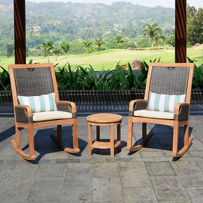 Palma 3pc Teak Patio Rocking Chair Chat Set - Cambridge Casual