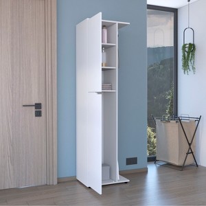 71.3" H Broom Storage Closet with One Door, Four Shelves and Broom and Mop Holder,White - 1 of 4