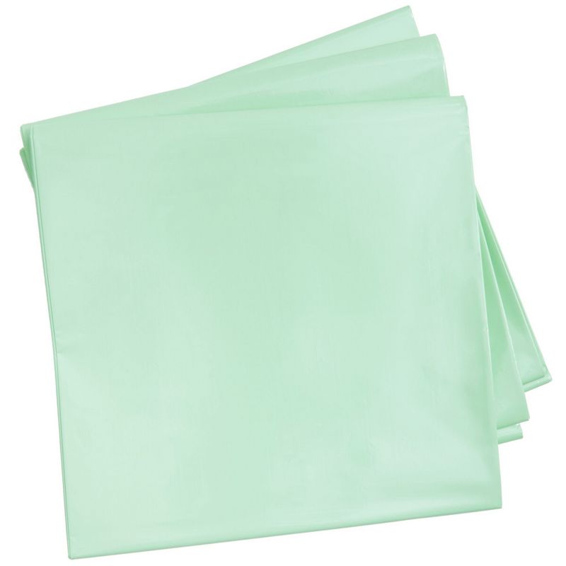 Sparkle and Bash 3 Pack Mint Green Disposable Plastic Rectangle Party Table Cloth Cover, 4 of 5