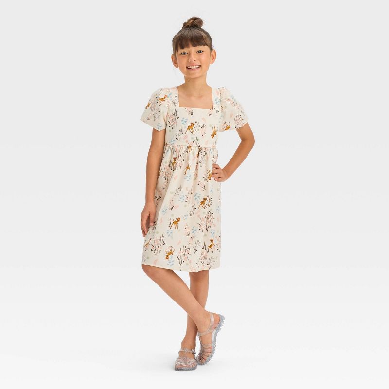 Girls&#39; Bambi Cotton Puff Sleeve Dress - Ivory, 1 of 4
