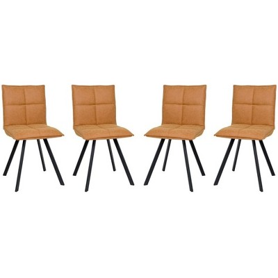 LeisureMod Wesley Modern Vegan Leather Dining Chair Set of 4 - Black Metal Legs, Durable and Easy to Clean, Perfect for Dining Rooms