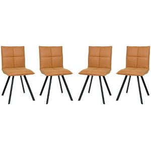 LeisureMod Wesley Modern Vegan Leather Dining Chair Set of 4 - Black Metal Legs, Durable and Easy to Clean, Perfect for Dining Rooms - 1 of 4