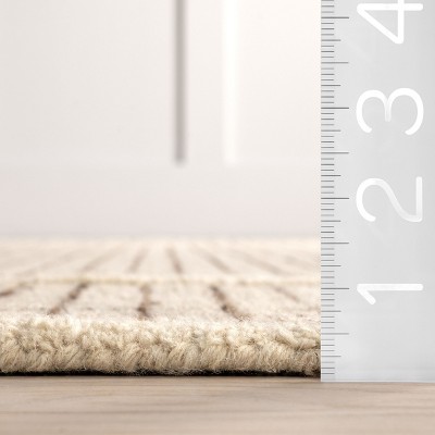 Ivory Geometric Tufted Handmade Wool Area Rug, 4' x 6'