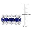 EVERLY JEWELRY | Sterling Silver 6 4/5 ct TGW Emerald-cut Created Blue and White Sapphire Three-Row Ring - 3 of 4