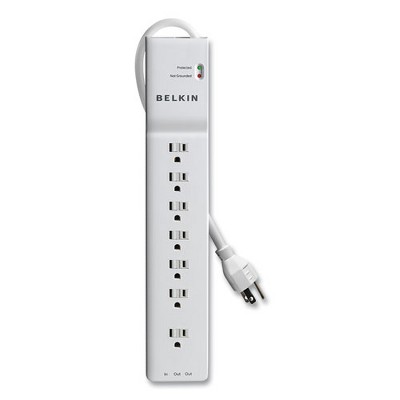 Belkin Home/Office Surge Protector, 7 AC Outlets, 6 ft Cord, 2,320 J, White