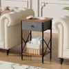 VECELO Modern X-Design Nightstand, End/Side Table with Fabric Drawer & Open Storage Shelves for Bedroom or Living Room, Brown - 4 of 4