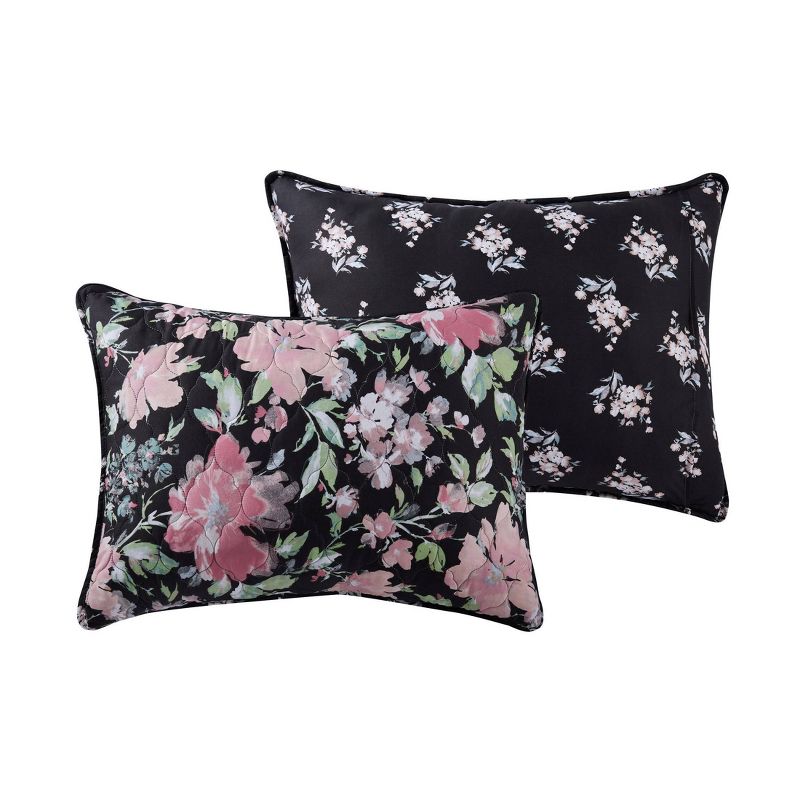 Allure Floral Reversible Quilt Set Black - VCNY Home, 3 of 4