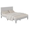 FURNIinspire Beds Queen Size Iron Platform Bed Frame, Modern Minimalist Bed with Wooden Slats Upholstered Headboard, White, 83.66"*62.2"*41.34" - 2 of 4
