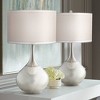 Possini Euro Design Modern Table Lamps 30.5" Tall Set of 2 Mercury Glass Chrome Twin Sheer Drum Shade for Living Room Family Bedroom Bedside - 2 of 4