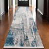 Gray Blue And Ivory Abstract Area Rug With Fringe - 2 of 4