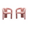 Gulches Set of 2 Contemporary Pink Velvet Accent Dining Chairs - Barrel Side Chairs with Curved Back & Elephant Feet, Welded Steel Frame - 2 of 4