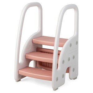 Costway Three-Step Stool for Toddlers Children Step up Leaning Helper w/Safety Handles - 1 of 4