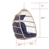 CAVINAS Hanging Egg Swing Chair,Brown Rattan Patio Swing with Cushion for Indoor Outdoor Porch Courtyard - 3 of 4