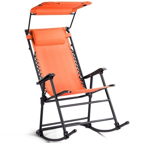 Foldable rocking discount chair with canopy