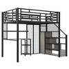 YOOCOZZ Full Size Metal Loft Bed with Built-In Desk, Shelves, Storage Staircase, Grid Boards and Wardrobe - 4 of 4