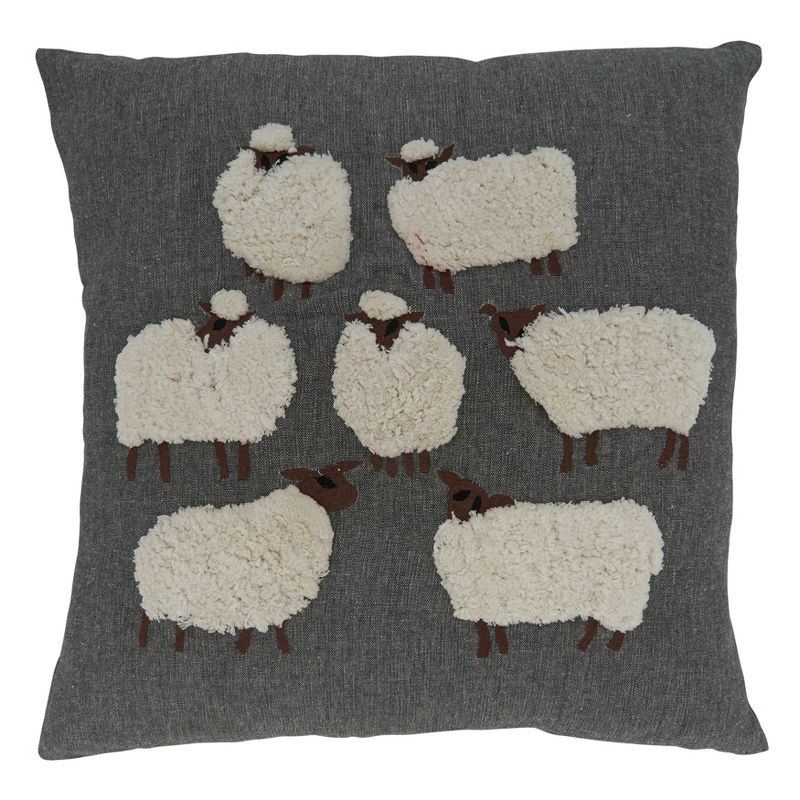 Saro Lifestyle Embroidered Sheep Throw Pillow With Down Filling, 1 of 4