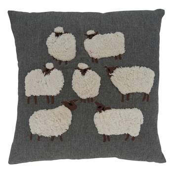 Saro Lifestyle Embroidered Sheep Throw Pillow With Down Filling