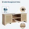Rattan TV Stand Fits TVs Up to 65 Inches, Farmhouse Entertainment Center with Cabinets and Open Shelves, Wooden Media Console Table for Living Room - 3 of 4