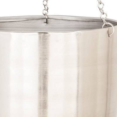Elegant Silver-Tone Iron Hanging Planter Duo