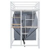 Whisen Full Size Metal Loft Bed with Desk, Wardrobe, Shelves, Power Outlet & LED Light - 4 of 4