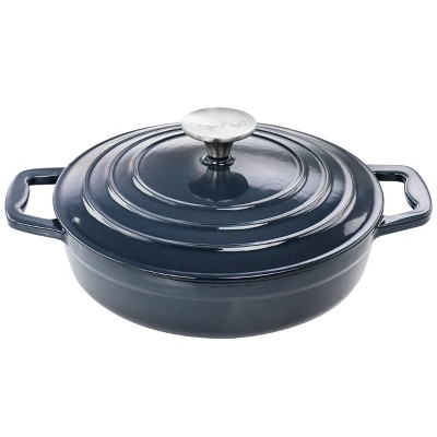 MegaChef 2 Quart Dark Blue Enameled Cast Iron Braiser Pan