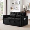 55 in. W Modern Velvet Convertible Sofa Bed with Adjustable Back, Storage Bag and Pillows for Living Room and Bedroom in White - 2 of 4