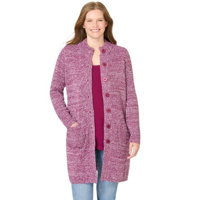 Woman Within Plus Size Marled Sweater Jacket