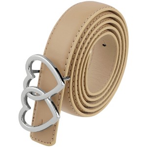 INSPIRE CHIC Women Reversible Faux Leather 0.9" Width Belt with Metal Double Hearts Ring Buckle Belts 1Pc - 1 of 4