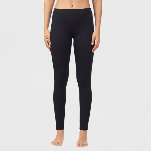 Warm Essentials By Cuddl Duds Women's Luxe Lined Jersey Thermal Leggings -  Black S : Target