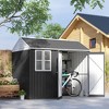 Outsunny Outdoor Storage Shed, Extra Large Metal Garden Shed with Lockable Doors, Cottage Style 4-Pane Window & Vents - 3 of 4