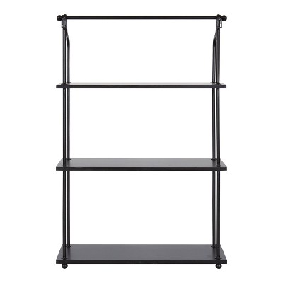 Walters 32'' Modern Black Wood and Metal 3-Tier Wall Shelf