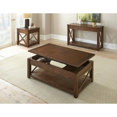 Lenka 24" Mocha Oak Square End Table with Shelf