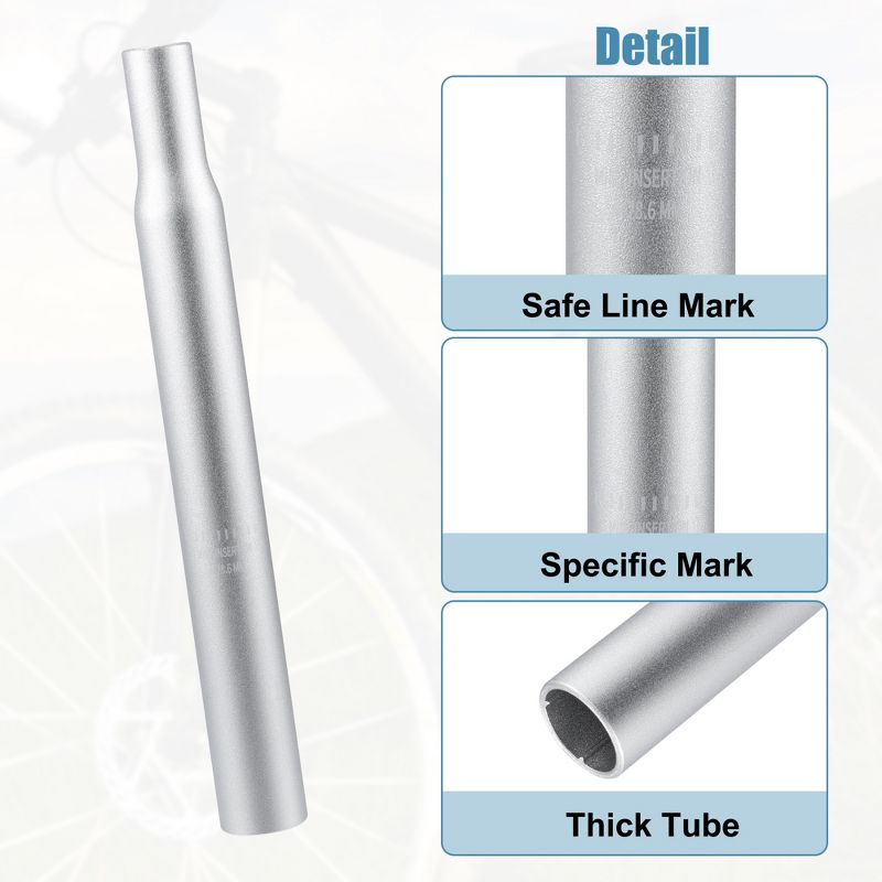 Unique Bargains Aluminum Alloy Seat Post with Scale Mark for Bicycle Silver Tone, 5 of 6