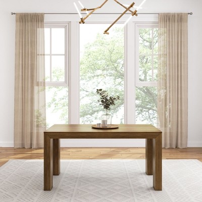 Pecan Wirebrush Solid Pine Rectangular Dining Table, 60"