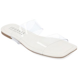 Journee Collection Womens Amata Lucite Strap Slide Sandals - 1 of 4