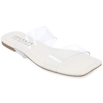 Journee Collection Womens Amata Tru Comfort Foam Lucite Strap Slide Sandals