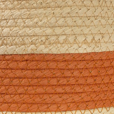 Natural and Terracotta Round Handwoven Paper Rope Storage Basket